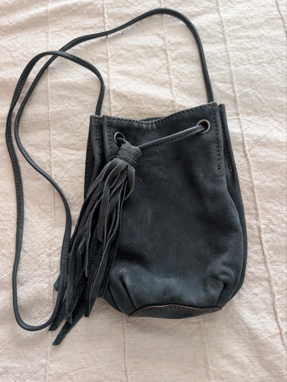 Treasure & Bond Leather shoulder Bag with Tassel Dark, Grey / Green Hobo Bag